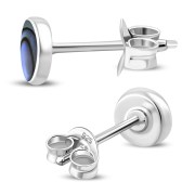 Abalone Shell Round Sterling Silver Stud Earrings, e440st